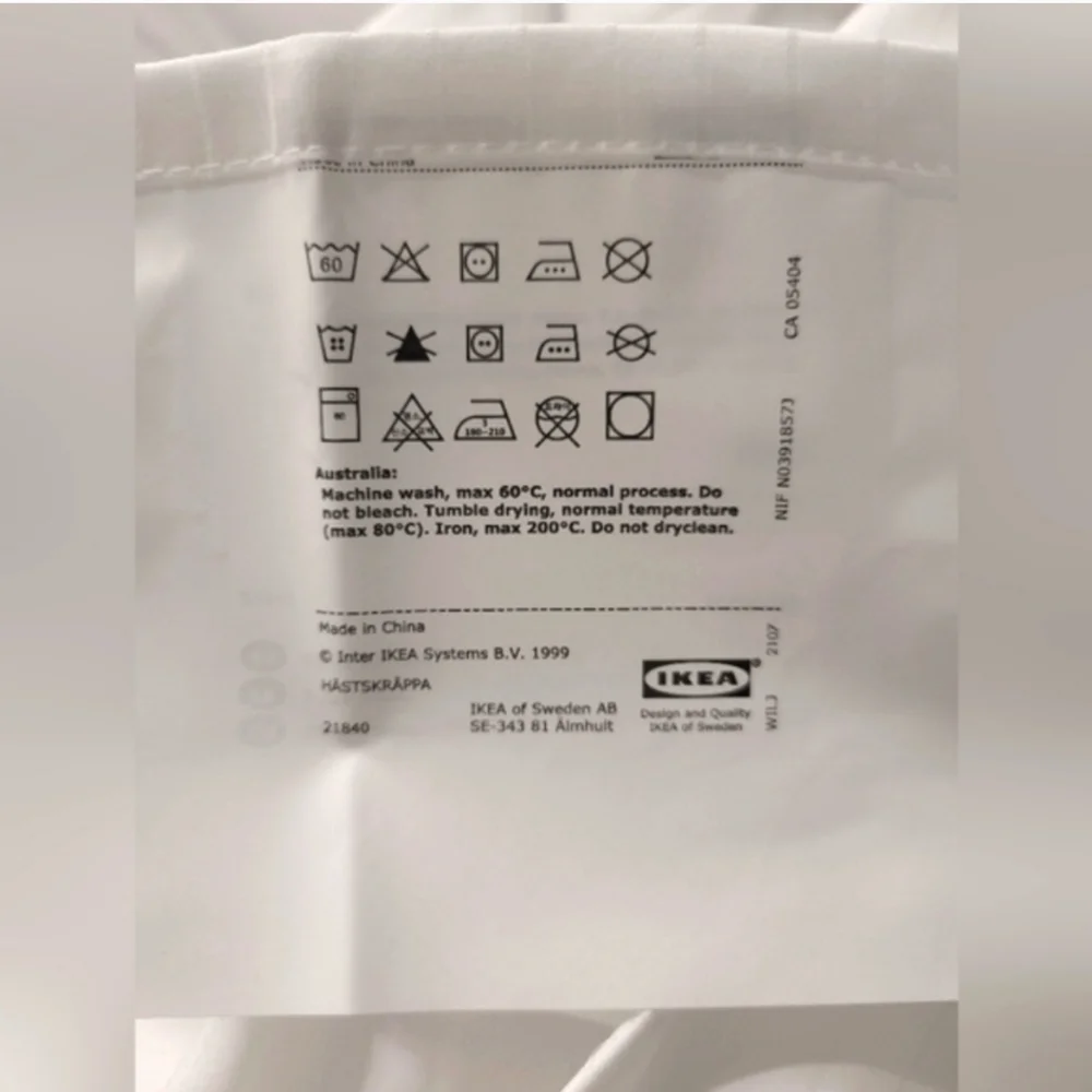 Ikea King Size White Duvet Bedding Set Satin Cotton